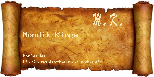 Mondik Kinga névjegykártya